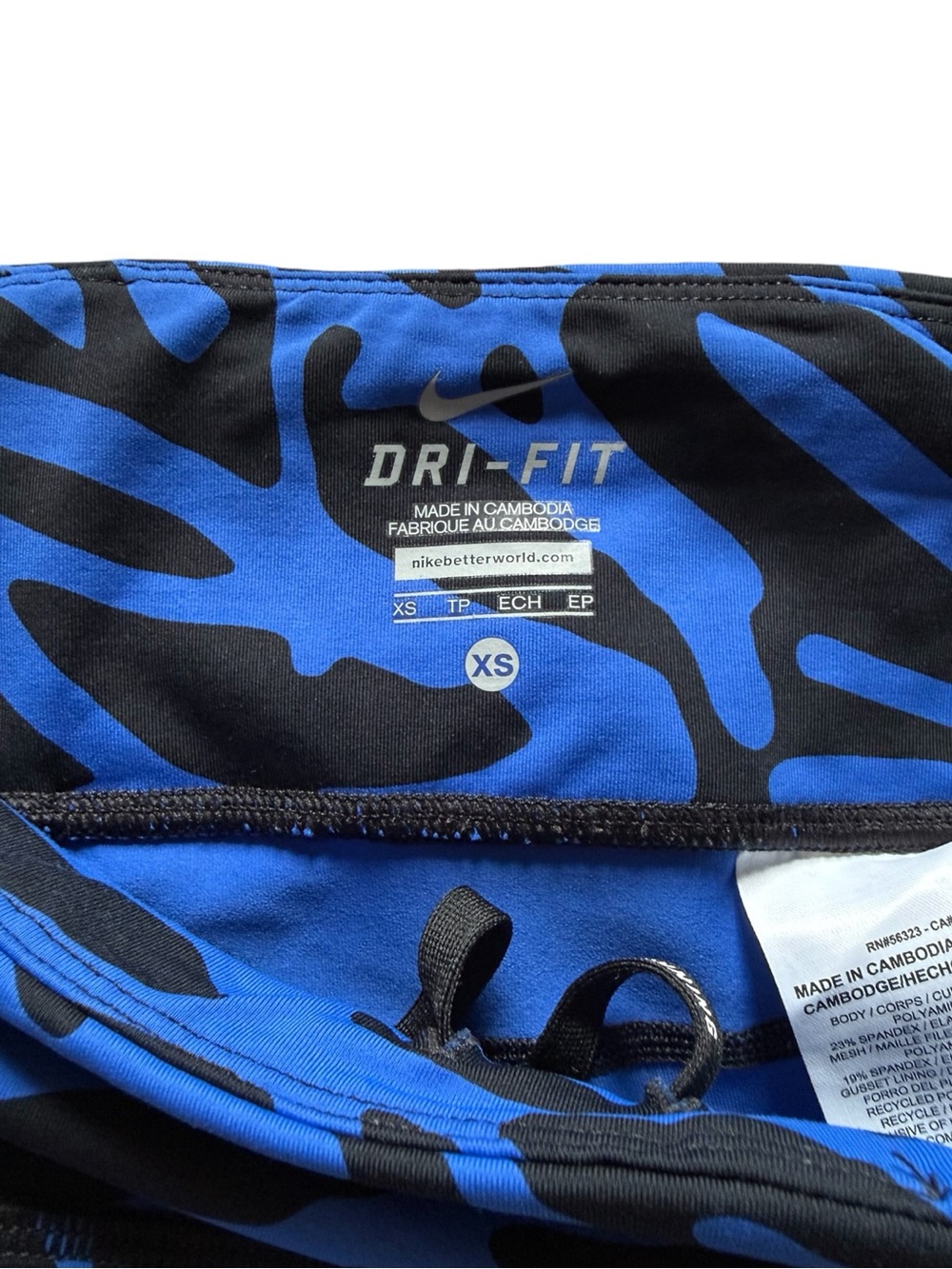 Nike Dri-Fit Epic Lux Leggings - Blue & Black Print w/ Mesh Cut-outs - Picture 8 of 9